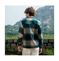 Campus Sutra Men's Emerald Green & Buff Beige Vignette-Checkered Oversized Shirt
