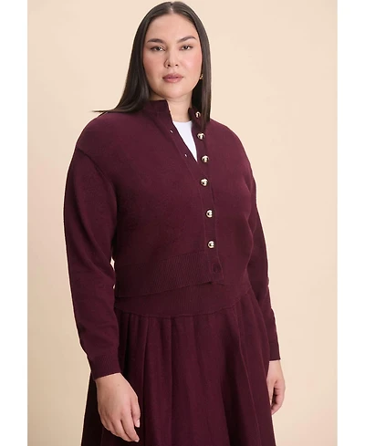 Eloquii Women's Gold Button Cropped Cardigan