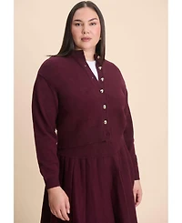 Eloquii Women's Gold Button Cropped Cardigan