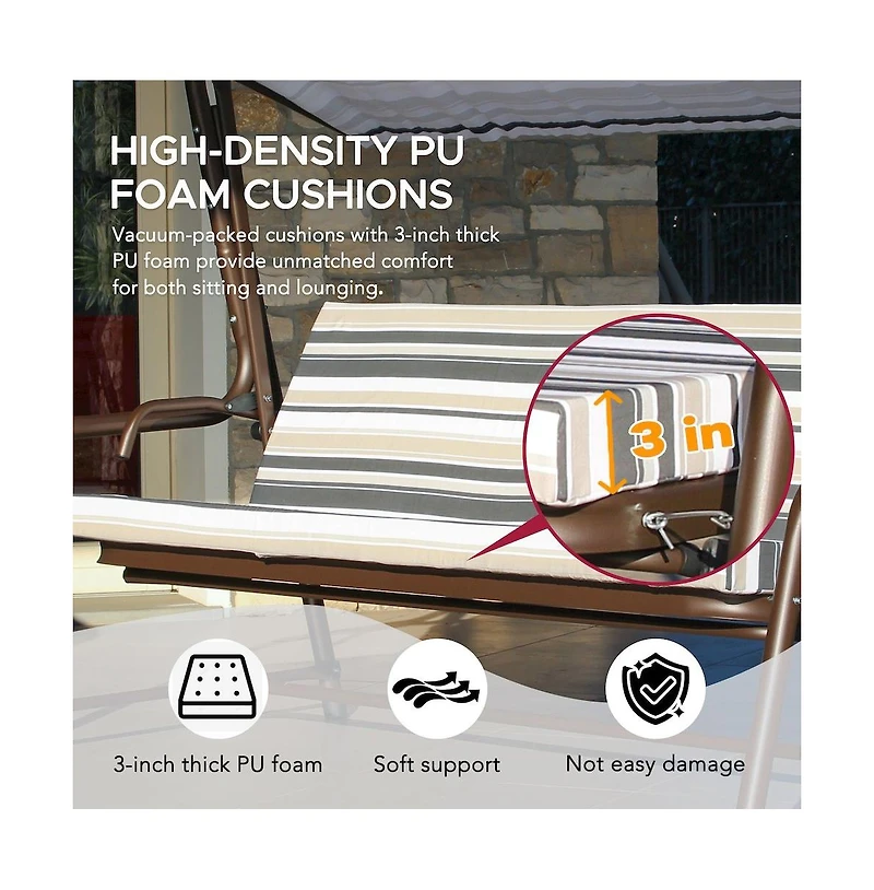 Sunjoy 4-Seat Luxury Swing and Bed with Elastic Metal Mesh Seat