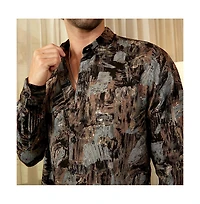 Campus Sutra Men's Obsidian Black Impressionistic Strokes Shirt