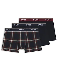 Hugo Boss Men's 3-Pack Power Logo Waistband Trunk Underwear