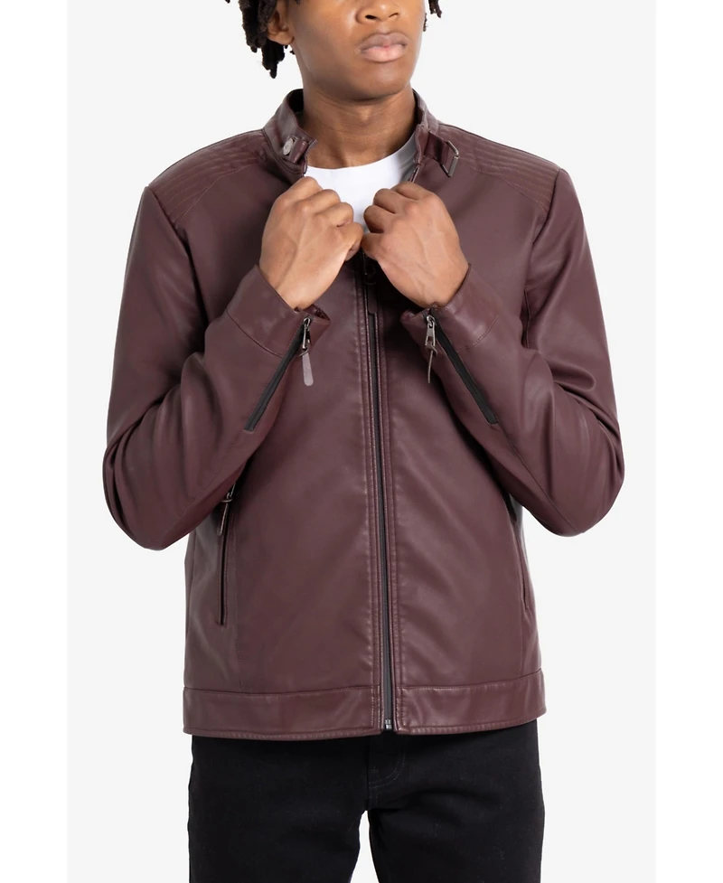 Xray Men's Pu Racer Jacket With Faux Shearling Lining
