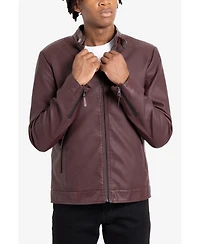 Xray Men's Pu Racer Jacket With Faux Shearling Lining