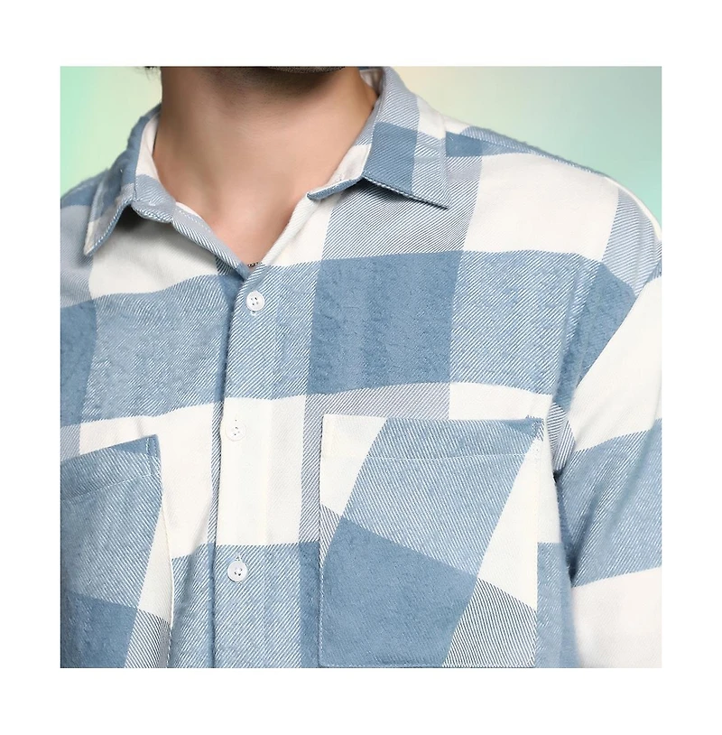 Campus Sutra Men's Powder Blue Buffalo Utility Shacket