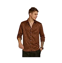 Campus Sutra Men's Chocolate Brown Mozaic-Tactile Shirt