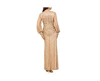 Lara Women's V Neck Beaded Long Sleeve Dress