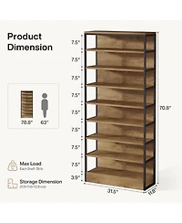 Tribesigns 71" Tall Kitchen Pantry, 8-Tier Industrial Storage Etagere with Solid Back, Freestanding Pantry Organizer with Metal Frame