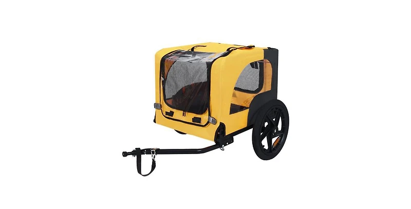 Aostirmotor Yellow Pet Bike Dog Cart for Bicycle Suitable for Small and Medium Pets Folding Cart Frame Quick Release Wheel Internal Leash