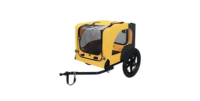Aostirmotor Yellow Pet Bike Dog Cart for Bicycle Suitable for Small and Medium Pets Folding Cart Frame Quick Release Wheel Internal Leash