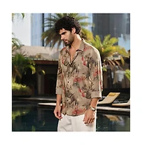 Campus Sutra Men's Camel Beige Pigme-Strokes Shirt