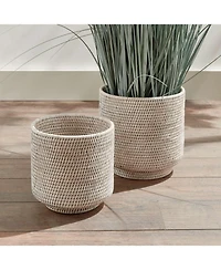 Burma Rattan Cachepots Large Set of 2