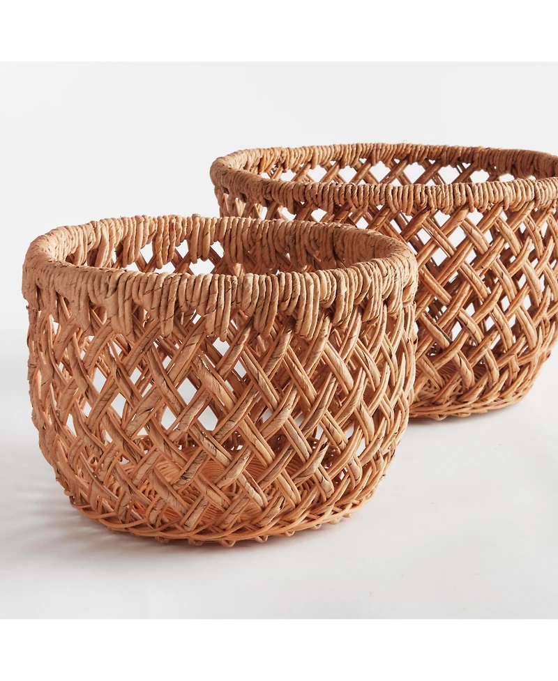 Emlyn Rattan Decorative Baskets Set of 2 Without Handles
