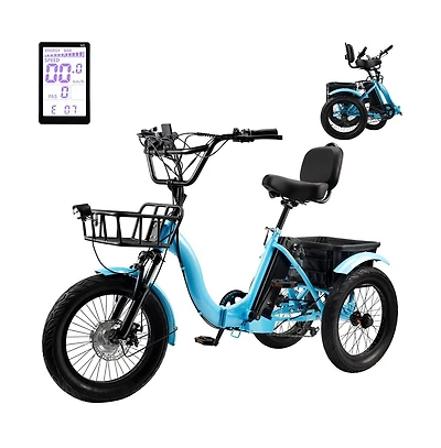 Artudatech 18" 48V 13AH 350W Electric Trike Variable speed with IPX7 Display
