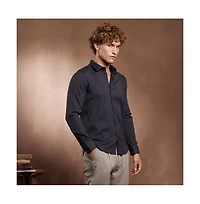 Campus Sutra Men's Onyx Black Tactile-Panel Shirt