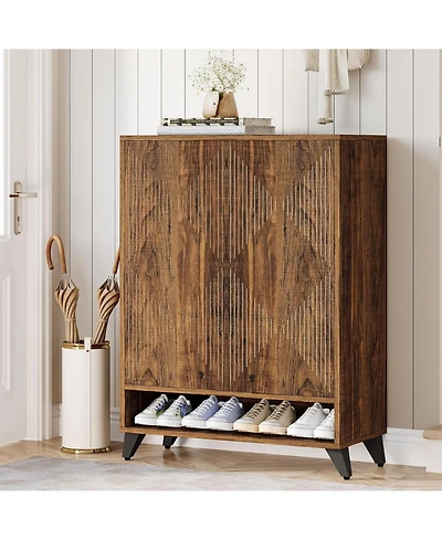 Tribesigns Shoe Cabinet with Doors, 6-Tier Entryway Shoe Storage Cabinet with Adjustable Shelves