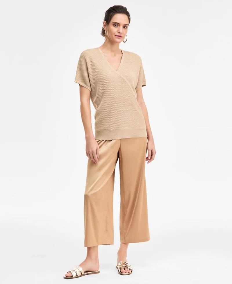 Jm Collection Women's Shine Faux-Wrap Sweater, Macy's Exclusive