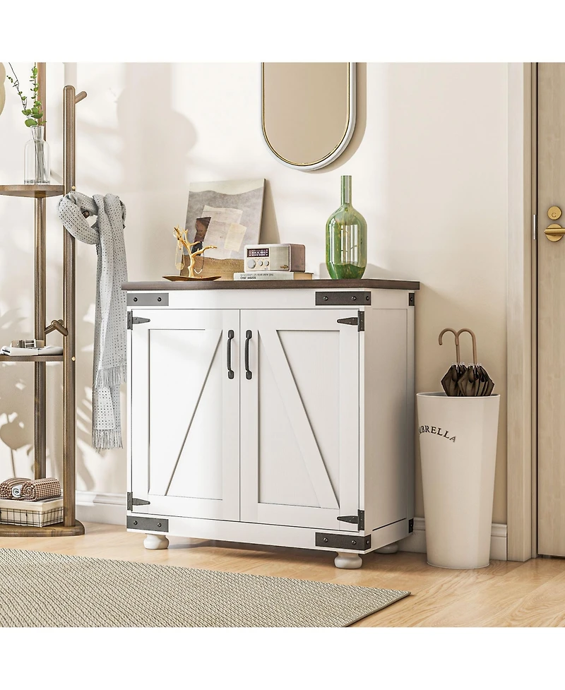 Homcom Sideboard, Buffet with Barn Door and Adjustable Shelf,