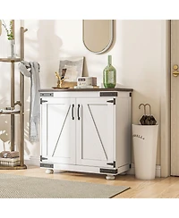 Homcom Sideboard, Buffet with Barn Door and Adjustable Shelf,