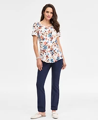 Jm Collection Petite Floral Print Scoop Neck Top, Macy's Exclusive