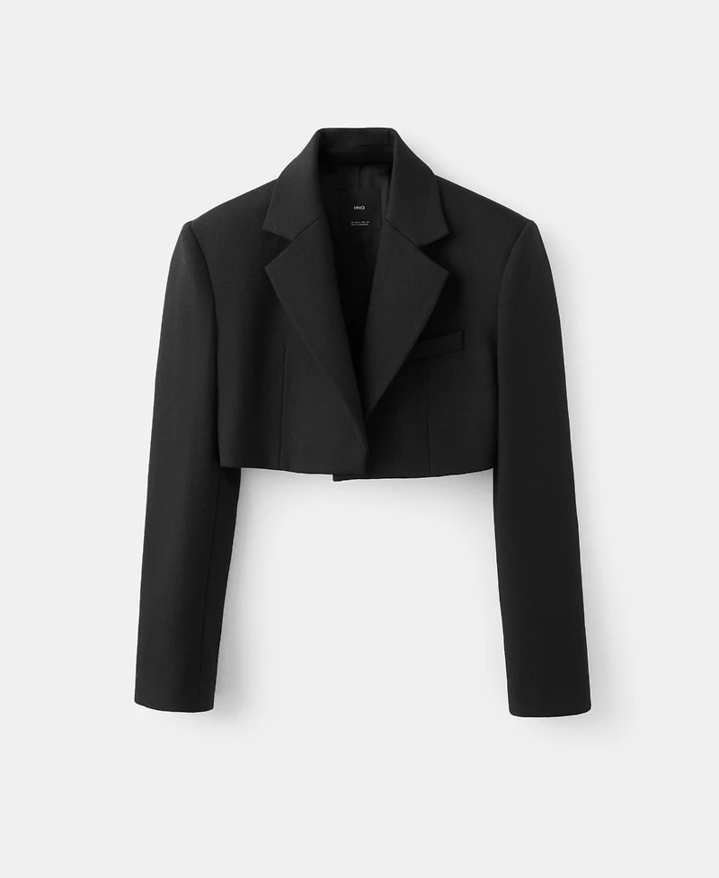 Mango Women's Cropped Wool Suit Blazer