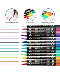 Htutwoo 72 Colors Dual Tip Acrylic Paint Markers, Double Color Acrylic Paint Pens for Rock Painting, Stone, Wood, Canvas, Stone, Diy Art Supplies