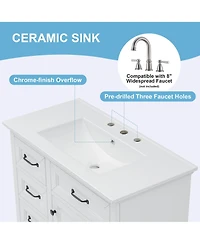 Boyel Living 36" Bathroom Vanity with Sink, 4 Drawers & Soft-Close Door, Freestanding Storage Cabinet