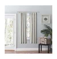 Ellis Curtain Plaza Classic Ticking Stripe Printed 3" Rod Pocket Tailored Panel Pair with Tiebacks 56" x Sage