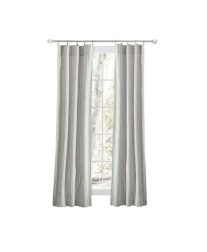 Ellis Curtain Plaza Classic Ticking Stripe Printed 3 X22 Rod Pocket Tailored Panel Pair With Tiebacks 56 X22 X Sage