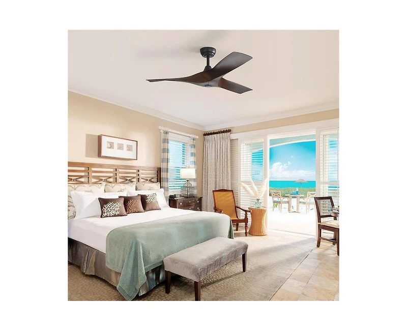 52-inch Modern Black 3 Abs Blades Ceiling Fan without Light with Six-Speed Remote Control and Forward Reverse Rotation Function