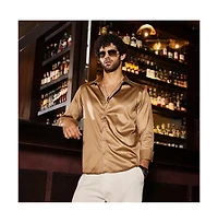 Campus Sutra Men's Sand Beige Solid Satin Shirt
