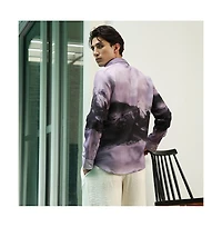 Campus Sutra Men's Purple Floral Printed Rayon Shirt With Spread Collar
