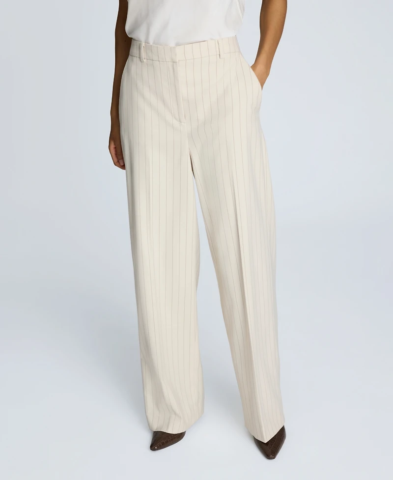 Kenneth Cole Women's Pinstripe High Rise Wide Leg Trouser