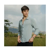 Campus Sutra Men's Cloud Grey Trough-Tactile Shirt