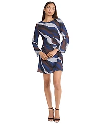Donna Morgan Women's Long-Sleeve Printed Mini Dress