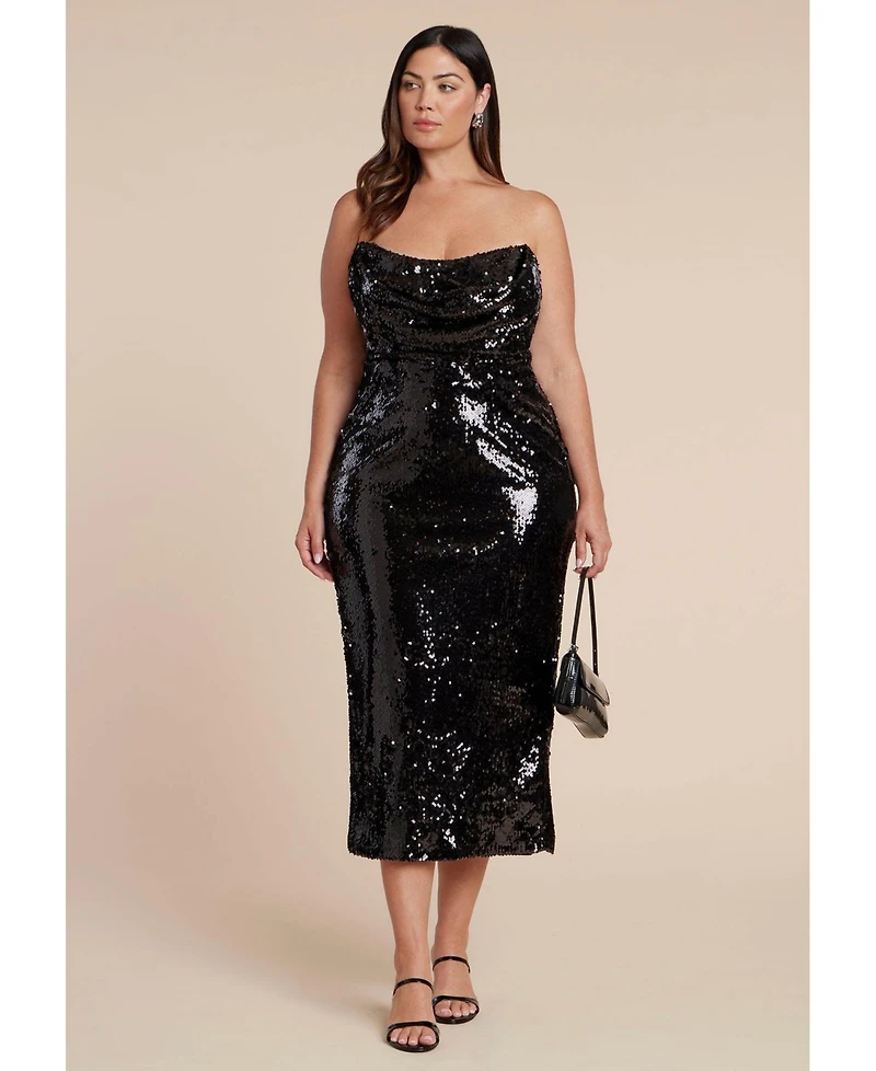 Eloquii Women's Plus Corset Bodice Sequin Dress