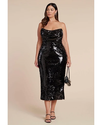 Eloquii Women's Plus Corset Bodice Sequin Dress