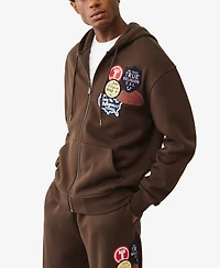 True Religion Men's Patch Vintage Zip Up Hoodie