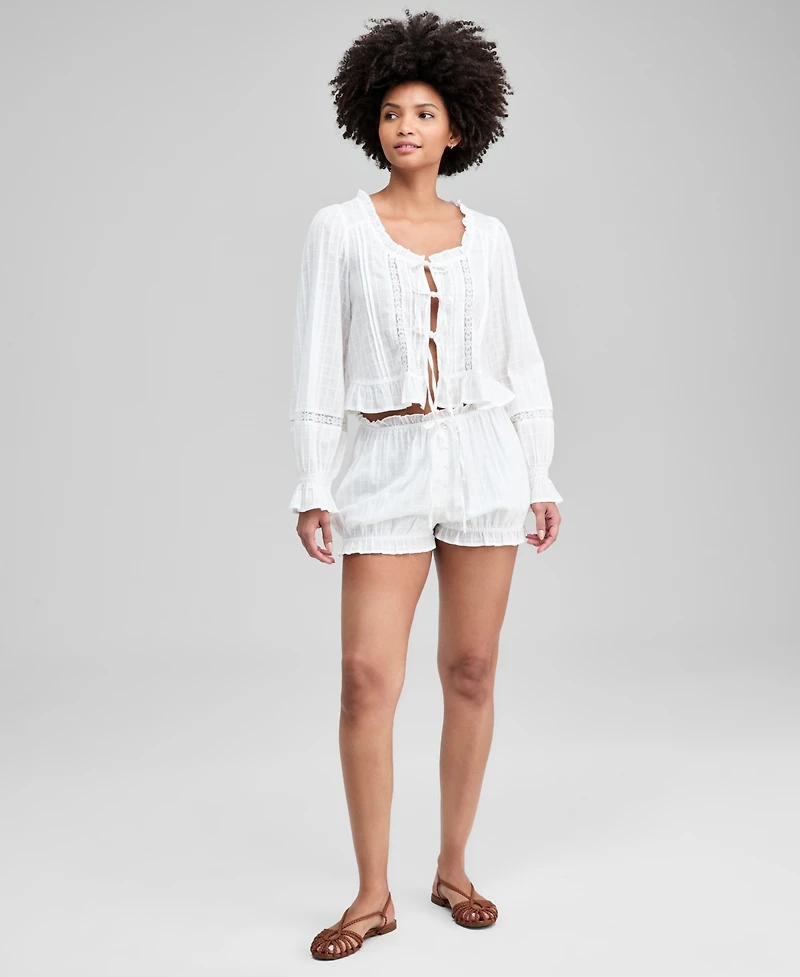 And Now This Women's Textured Ruffle-Trim Bloomer Shorts, Macy's Exclusive