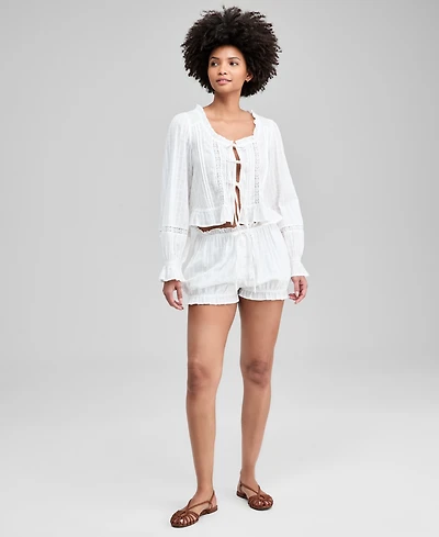 And Now This Women's Textured Ruffle-Trim Bloomer Shorts, Macy's Exclusive