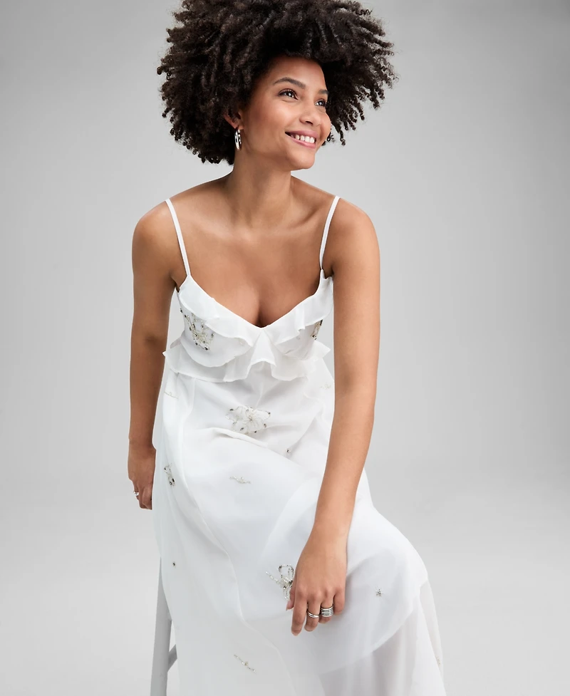 And Now This Women's Beaded Floral Asymmetrical-Hem Dress, Macy's Exclusive