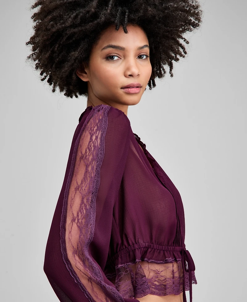 And Now This Women's Textured Sheer Blouse, Macy's Exclusive