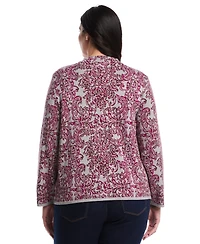 Rafaella Plus Floral Paisley Print Long Sleeve Sweater