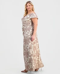 Alex Evenings Plus Jacquard Off-The-Shoulder Gown