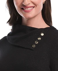 Rafaella Petite Split Collar Long Sleeve Top