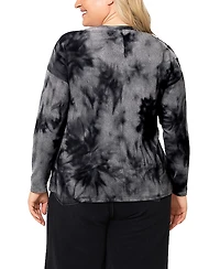 Coin 1804 Plus Tie Dye Cozy Button Shoulder Long Sleeve Top