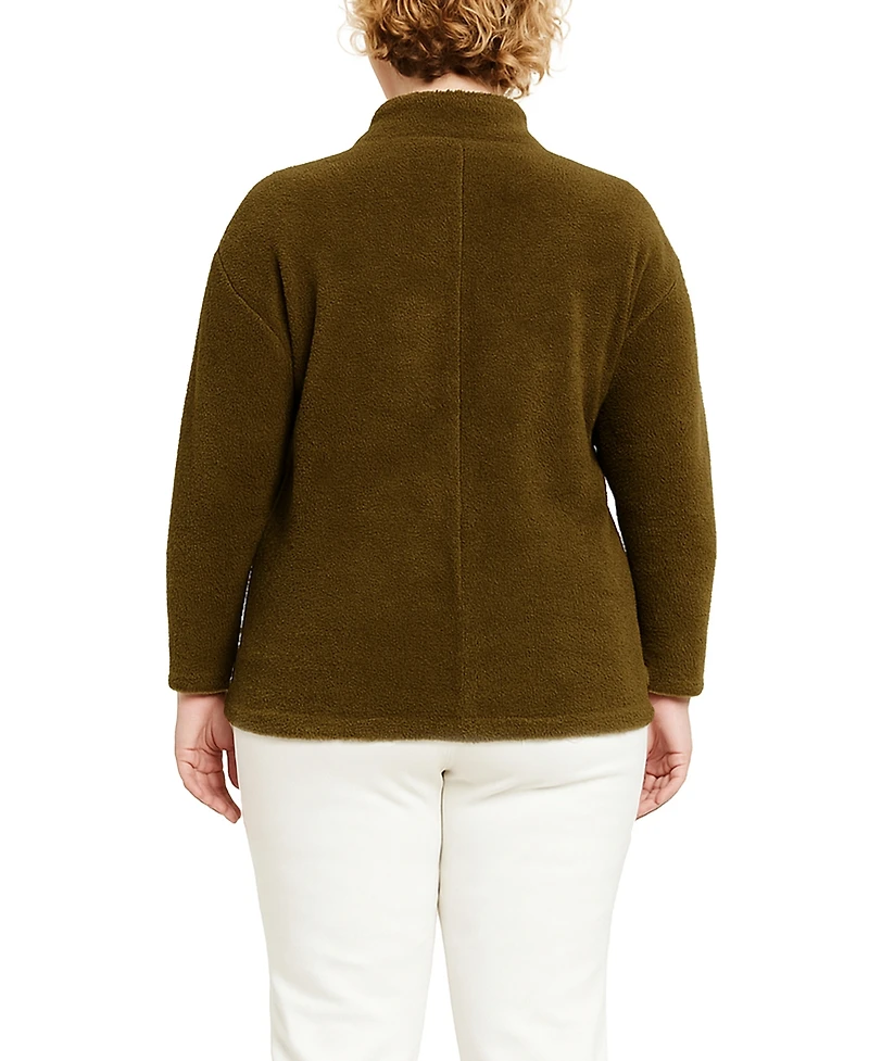 Coin 1804 Plus Cozy Rib Cowl Neck Top