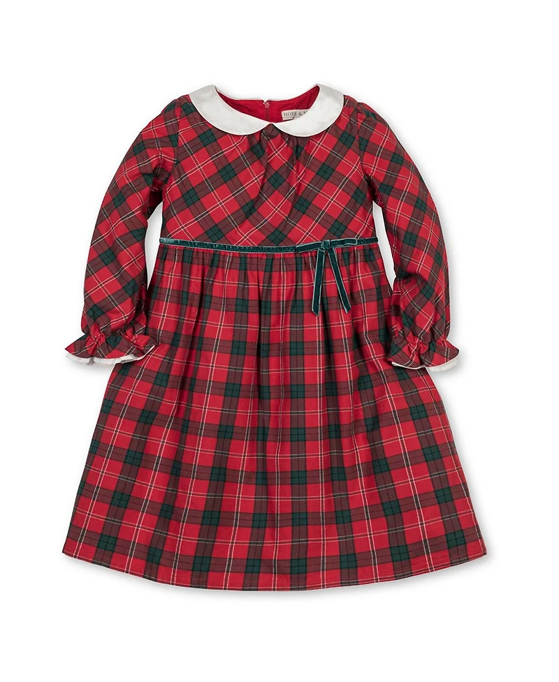 Hope & Henry Little and Big Girls' Organic Peter Pan Collar Dress with Ruffle Cuffs