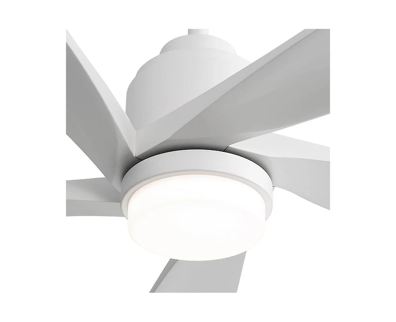 52-inch Modern Stylish White 5-Blade Ceiling Fan with Remote Control and Light Source