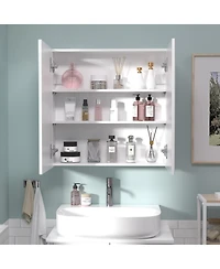 Hauschen Home 26x20 inch Bathroom Wall Cabinet, Saver Storage, Medicine Cabinet with 1 Door and Adjustable Shelves,Flat-Pack Design (Grey)